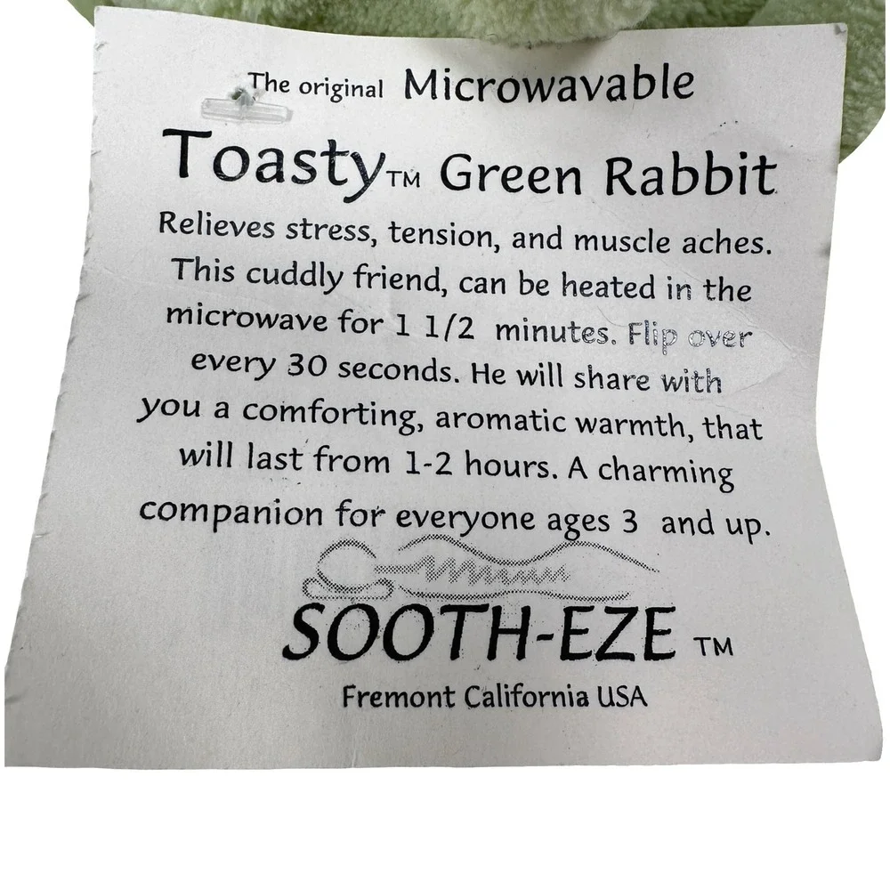 SoothEze‎ Toasty Green Rabbit Microwavable Lavender Scented Plush Bunny 15
